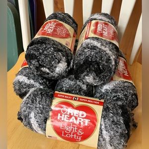 6 new skeins of Red Heart Light & Lofty “zebra stripe” color yarn